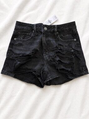 American Eagle Outfitters Black Distressed Denim Shorts